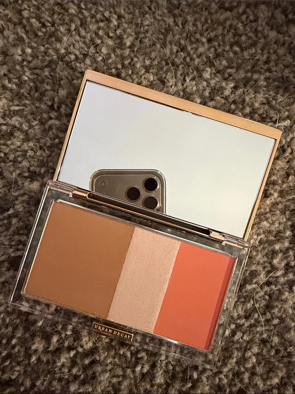 Urban Decay Gold Makeup Blush Compact with Silver Logo